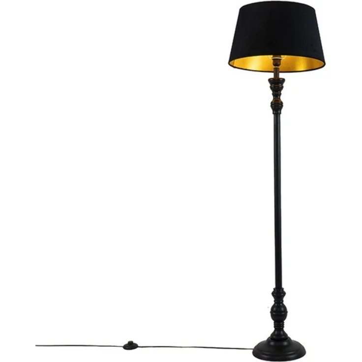 Qazqa Stehlampe Classico, ohne Leuchtmittel, E27, Schwarz, Klassisch / Antik, Holz, 1-flammig – Bild 5