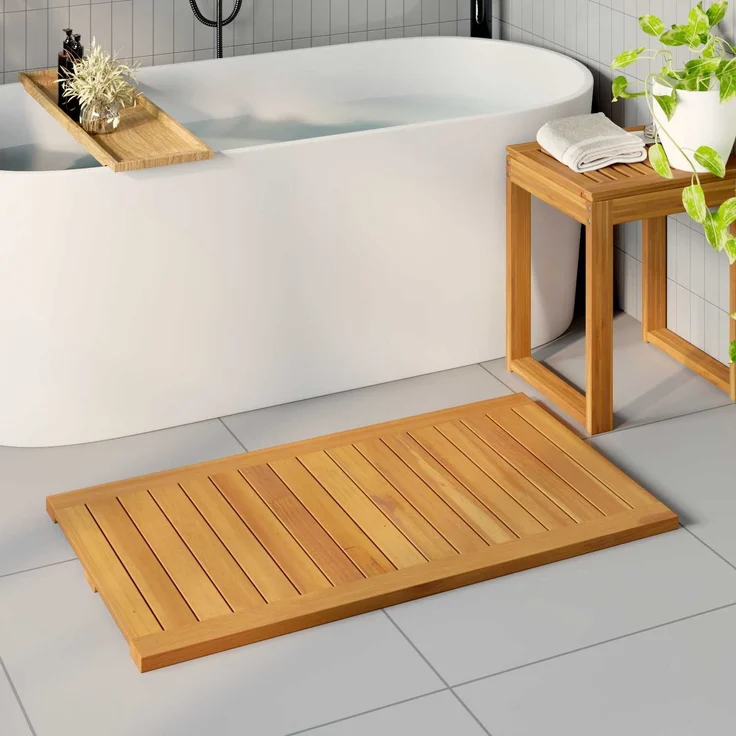 vidaXL Badematte Braun 100 x 55 cm Massivholz Akazie 42025269 – Bild 1