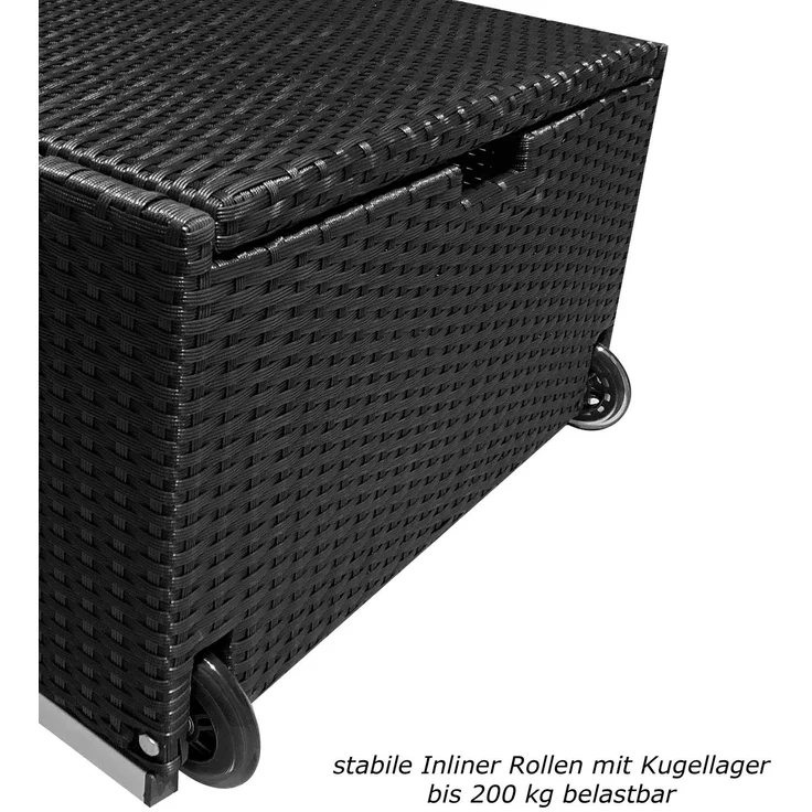 Sonnenliege Verona High mit Rollen und Auflage Creme-Weiss, Farbe Schwarz – Bild 4