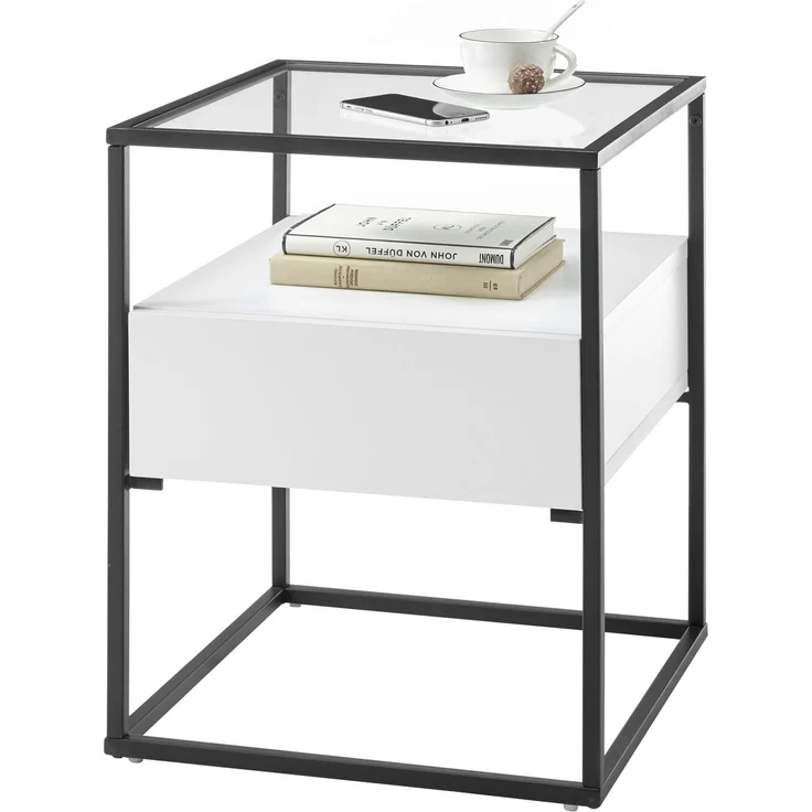 Beistelltisch >EVORA< (BxHxT: 43x54x43 cm) in weiß - 43x54x43 (BxHxT) – Bild 2