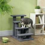 BlingBin Kratzbaum Tiertreppe Katzentreppe Hundetreppe, Treppe für Katze und Hunde 4 Stufen, 63,5 x 43 x 60 cm