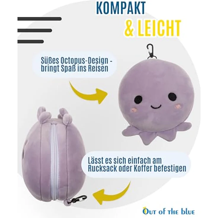 Plüsch Reisekissen für Kinder mit Augenmaske verschiedene Ausführungen 2in1 Oktopus – Bild 5