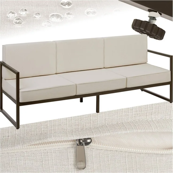 tectake Essgruppe Garten-Loungesofa, (Set, 1-tlg), Pulverbeschichtetes Stahlgestell für maximale Stabilität