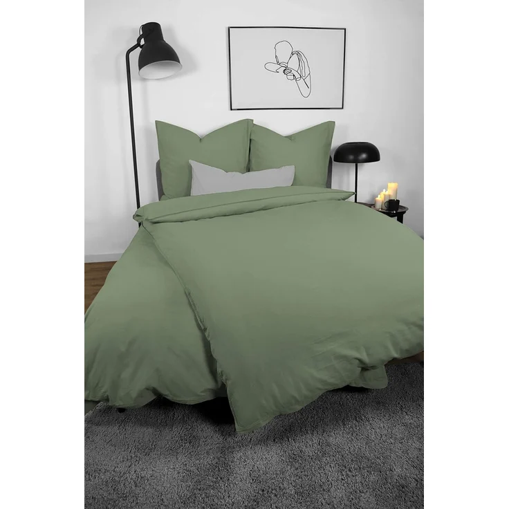 Bettwäsche Lissabon, Renforcé (Bio-Baumwolle), 2 teilig, unifarben, stonewashed und in vielen Farben – Bild 2