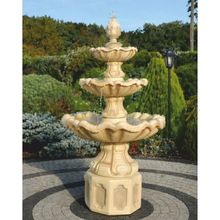 Casa Padrino Barock Springbrunnen Beige Ø 89 x H. 172 cm - Prunkvoller Gartenbrunnen – Bild 2