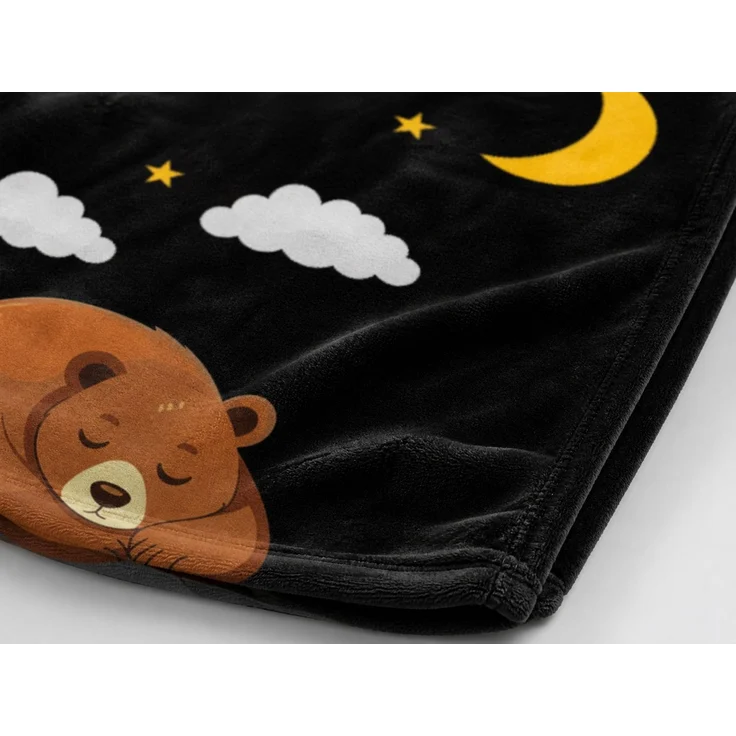 Flanell-Kuscheldecke mit Bär-Motiv Schwarz, 240x220 cm – Bild 3