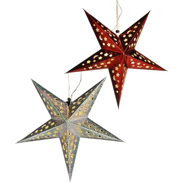 Meinposten LED-Lichterkette Weihnachtsstern Ø 43 cm Papier-Stern LED Weihnachtsdeko