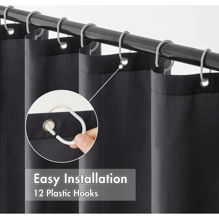 MIULEE Duschvorhang 180x210cm Weiß Wasserdicht Anti-schimmel Textil waschbar – Bild 3