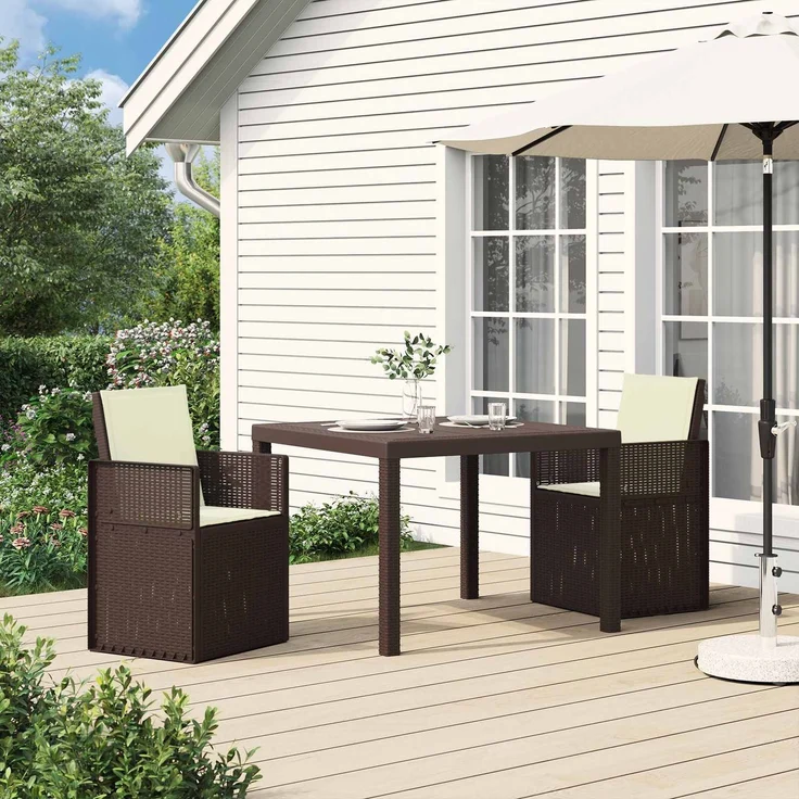 vidaXL Garten Esszimmerstühle 2 pcs Braun und Creme PP 899993 – Bild 1