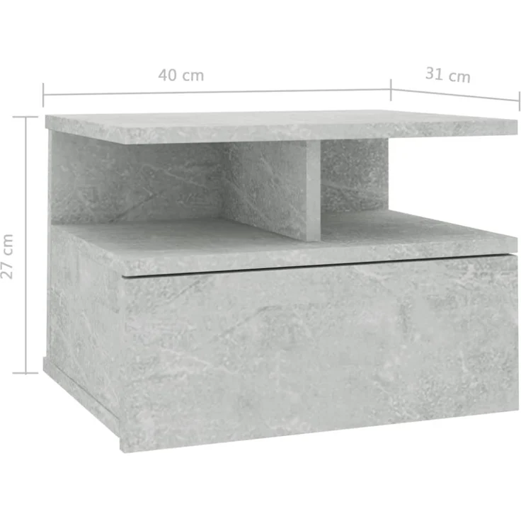 vidaXL Hängender Nachttisch Betongrau 40x31x27 cm Holzwerkstoff 800413 – Bild 7