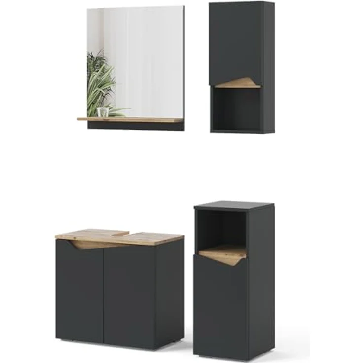 Badmöbel-Set Marelle Anthrazit 4 Teile Vicco – Bild 2