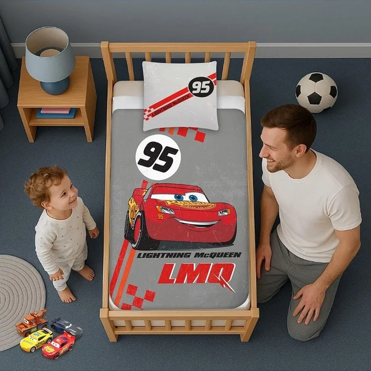 Disney Kinderbettwäsche Disney Cars Lightning McQueen Kinderbettwäsche Rennwagen 100x135cm, Renforcé, 2 teilig – Bild 2