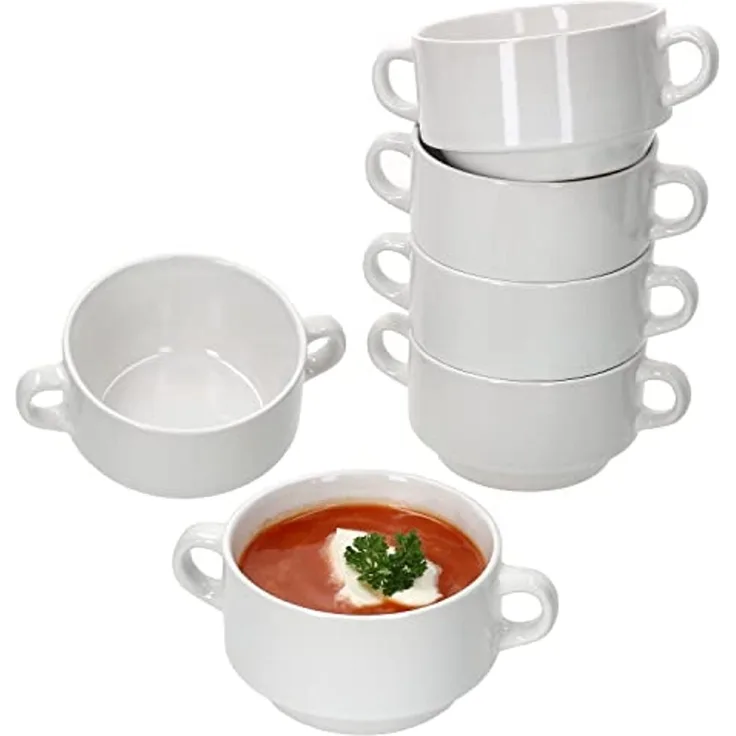 MamboCat Suppenschüssel 6er Set Stiva Suppenschale weiß 250 ml, Porzellan