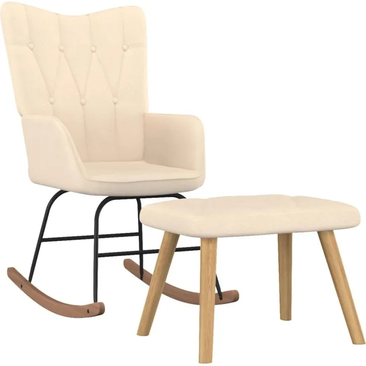 Schaukelstuhl mit Hocker, Stoff creme [327624]