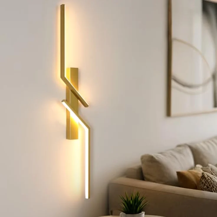Goeco LED Wandlampe Innen 81CM, 24 W 2700LM Moderne LED Wandleuchte 2 Fimmige 3000K Warmes Licht, Lang Wandbelechtung Wandlicht für Flur Treppenhaus Wohnzimmer Schlafzimmer, Gold – Bild 2