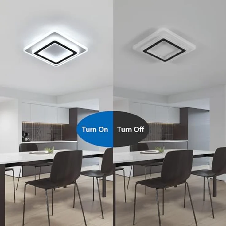 Goeco Moderne LED Deckenleuchte, 38W LED Deckenlampe Quadratisch, Acryl Deckenbeleuchtung für Wohnzimmer, Schlafzimmer, Bad, Flur, Küche, 6500 K Kaltesweiß – Bild 5