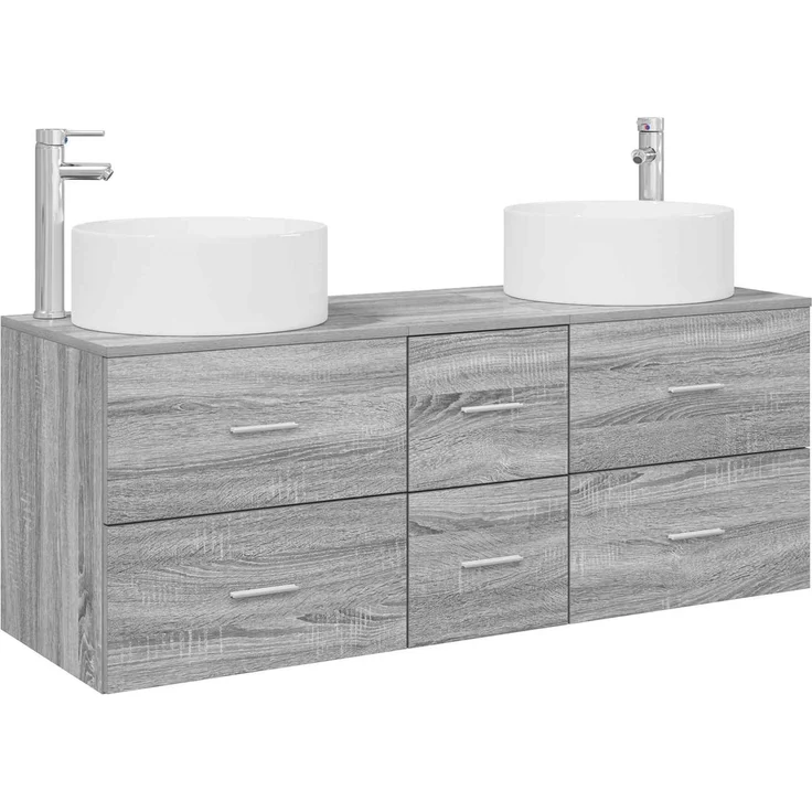 vidaXL Badezimmerschrank-Set 3 stk. Grau Sonoma 129 x 44,5 x 80 cm 3405960 – Bild 2