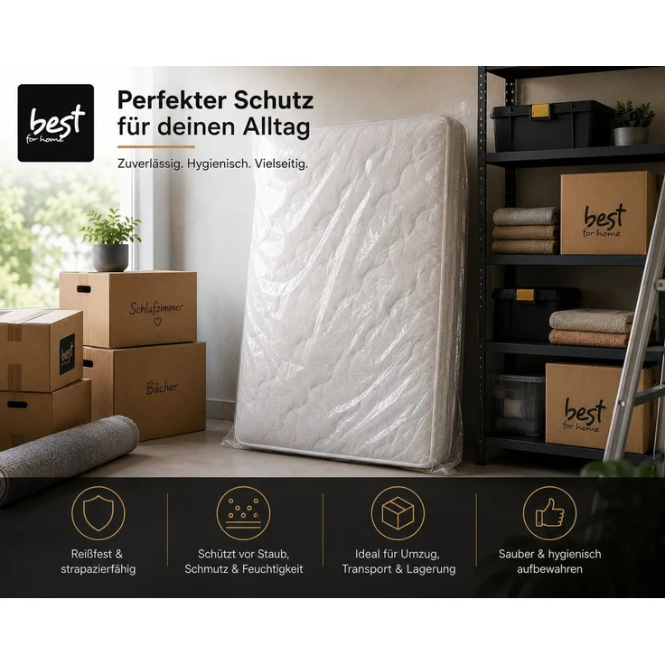 Matratzenschutzbezug Matratzenhülle, Schutzhülle in 3 Größen geruchsneutral und reißfest Best for Home – Bild 3