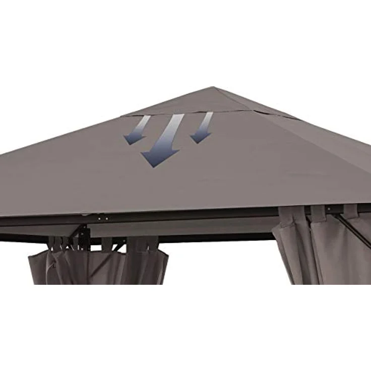 QUICK STAR Metall Garten Pavillon Nizza 3x3m Antik Partyzelt, wasserabweisendes Dach, Taupe RAL 7006, 4 Seitenteile mit Reißverschluss – Bild 4