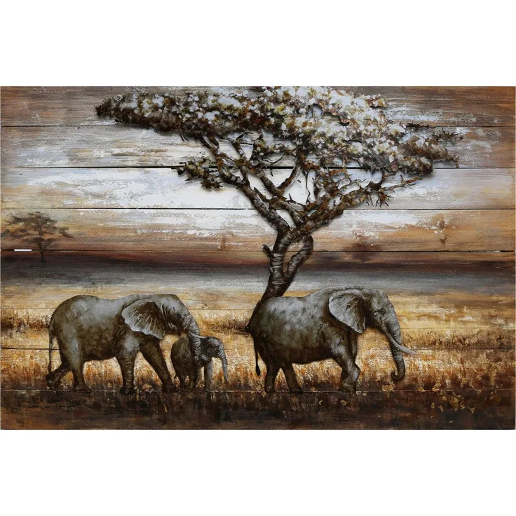Interia Home & Living Wandbild Wanddekoration 3D Metallbild Elefanten 120 x 80 cm