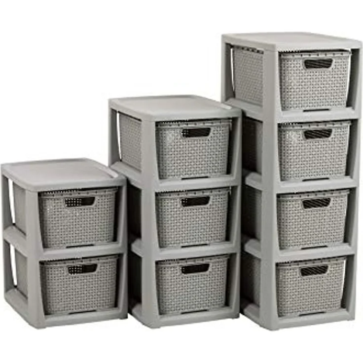 BranQ Badregal 1727, Rattan Bücherregal mit 2 ausziehbaren Körben grau – Bild 4