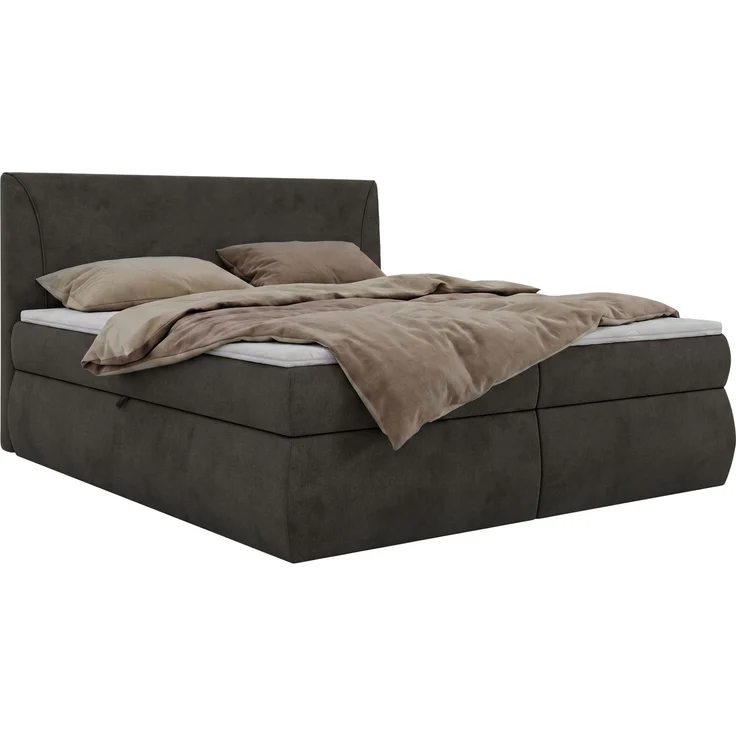 Boxspringbett mit Bettkasten TARENZA, Boxspringbett 140x200 cm mit Bonell-Matratze H3, Bett mit Topper T25, komfortables Boxspringbett, gepolstertes Kopfteil - Dunkelgrau Velvet – Bild 7
