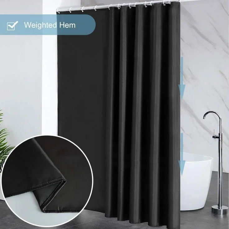 Duschvorhang Überlänge 244x200cm Schwarz Antibakteriell wasserdicht – Bild 5