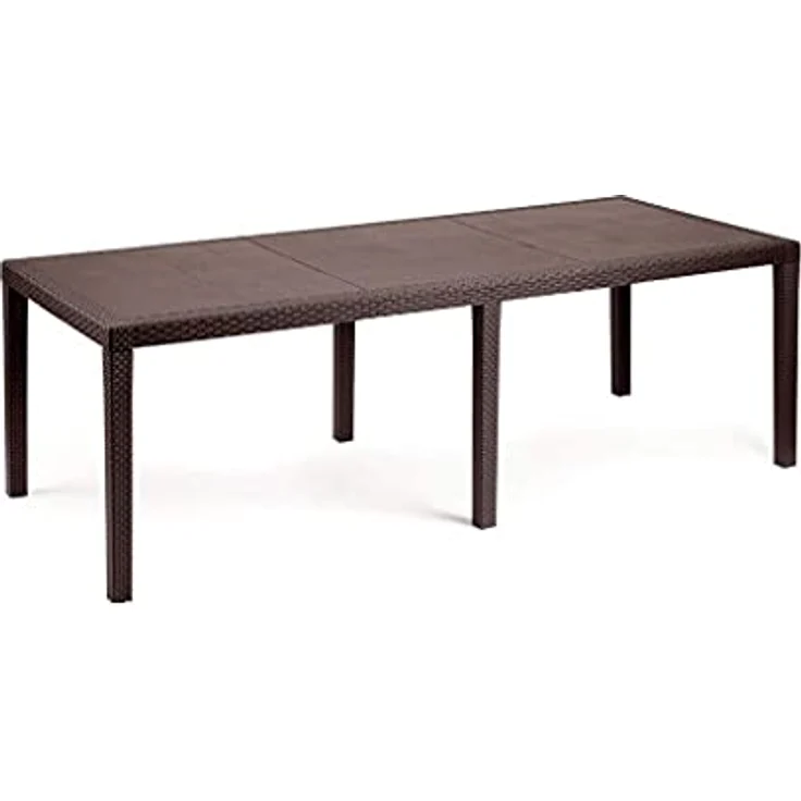 Dmora - Gartentisch Roma, Rechteckiger ausziehbarer EssRegal, ausziehbarer Gartentisch in Rattan-Optik, 100 % Made in Italy, 150/220x90h72 cm, Braun – Bild 2