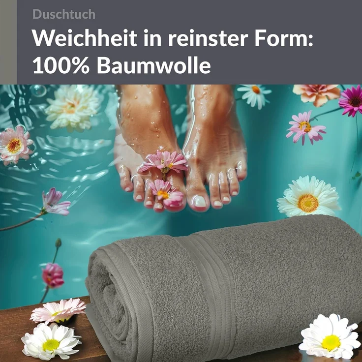 Lashuma Duschtuch Linz, Frottee (1-St), Flauschiges Badetuch grau 70x140 cm – Bild 7