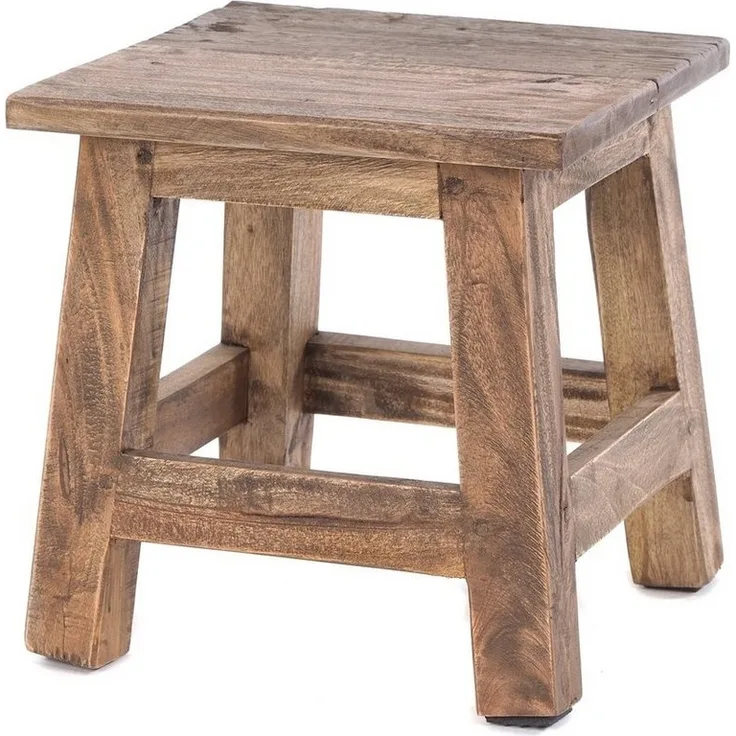 DESIGN DELIGHTS Hocker Fusshocker PALO, 27x26cm (HxB), rustikaler Holzhocker Massivhocker