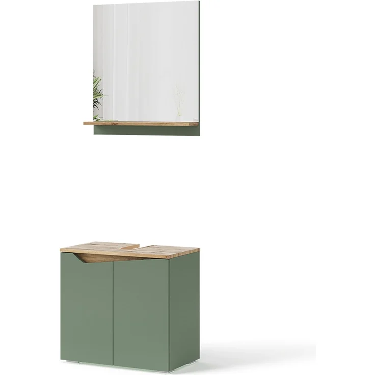 Badmöbel-Set Marelle Grün/Artisan-Eiche 2-teilig Vicco – Bild 1