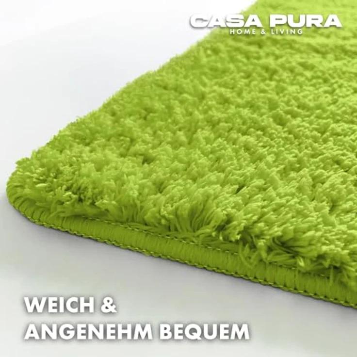 casa pura Badematte Shaggy, weicher rutschfester Duschvorleger aus Mikrofaser, waschbar 50 x 60 cm, Limone Sky Soft – Bild 4