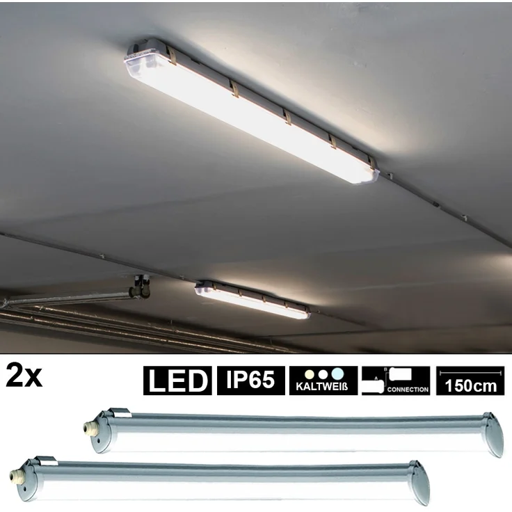 2er Set LED Wannenleuchte, 5120 Lumen, Kaltweiß, L 150 cm, VT-1532 – Bild 2