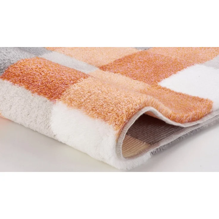 Kleine Wolke Badematte Caro, Höhe 25 mm, rutschhemmend beschichtet, fußbodenheizungsgeeignet, Kunstfaser, quadratisch, WC Vorleger mit Ausschnitt, Badteppich, modernes Karo-Muster, Pastell-Farben, waschbar – Bild 2