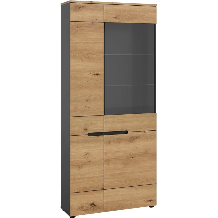 Vitrine >Canu< in Basalt Grau / Artisan - 190x80x37cm (BxHxT) – Bild 1