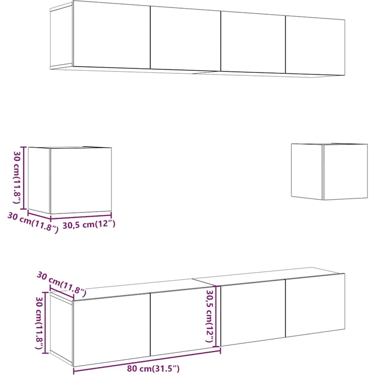 vidaXL 6-tlg. TV-Schrank-Set Wandmontage Altholz-Optik Holzwerkstoff 3328989 – Bild 8
