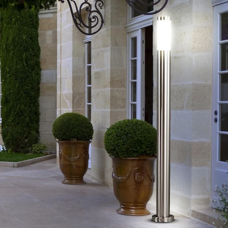 LED Stehlampe, Edelstahl, opal, H 110 cm – Bild 6