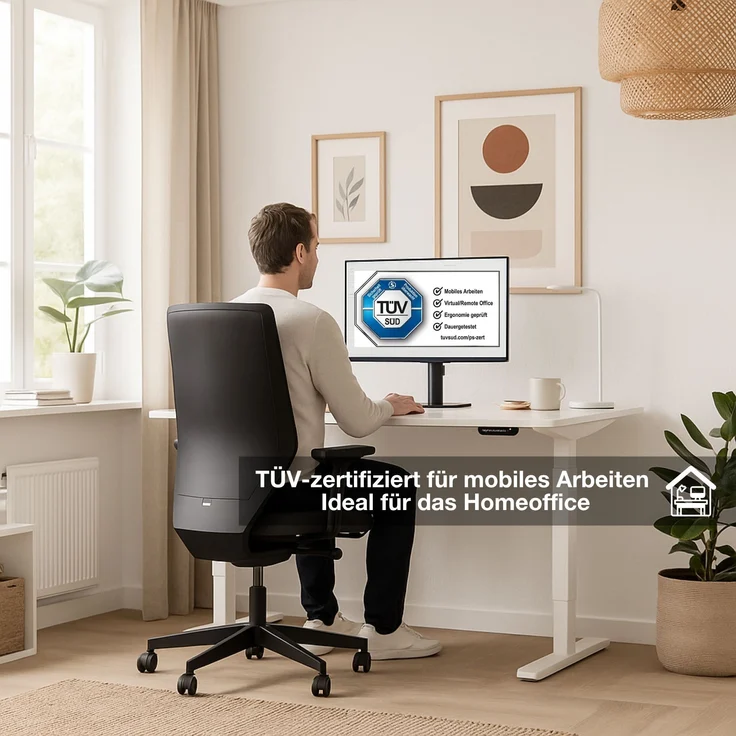 ASSMANN Elektrisch höhenverstellbarer Schreibtisch Y-Line 160x80cm Signalweiß Signalweiß Metall Holz Melaminoberfläche – Bild 2