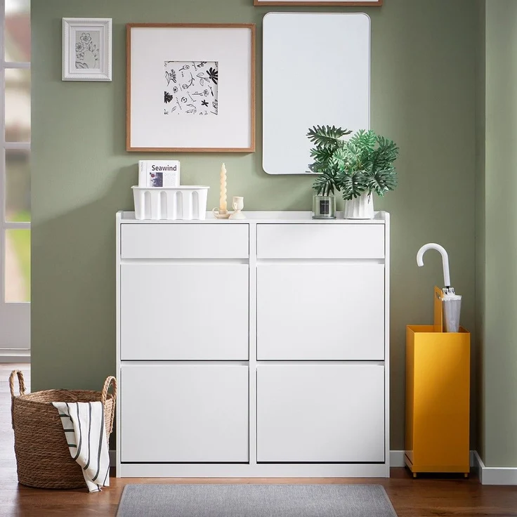 SoBuy FSR169-W Schuhschrank, MDF, Lackiert, Weiß, 78 x 108 x 24 cm – Bild 2