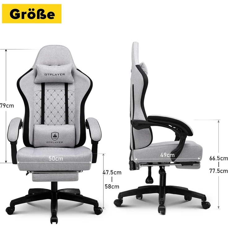 GTPLAYER Gaming-Stuhl, Bürostuhl mit Taschenfederkissen, Armlehnen und Fußstütze, ergonomischer Computerstuhl mit hoher Rückenlehne, mit Lendenwirbelstütze FG – Bild 7