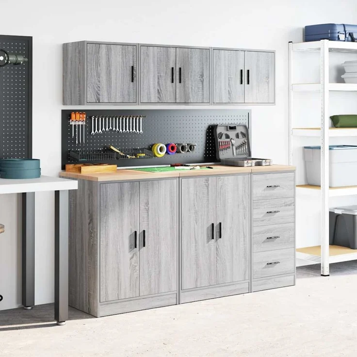 vidaXL Garagen-Wandschrank Grau Sonoma Holzwerkstoff 860653 – Bild 3