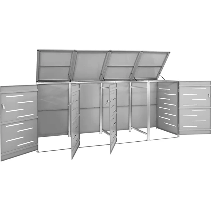 vidaXL Mülltonnenbox für 4 Tonnen 276,5x77,5x115,5 cm Edelstahl 149561 – Bild 11