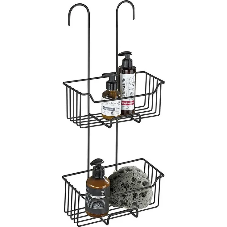 WENKO Duschregal Modell Milo, Dusch-Caddy, 2 Etagen, zum Einhängen ohne Bohren, rostfreier Edelstahl