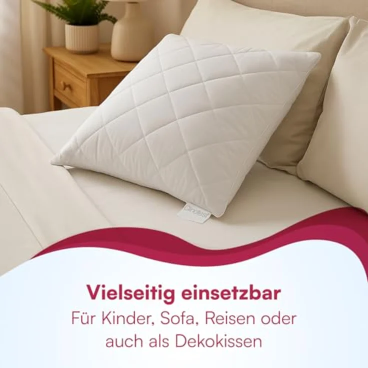 Clinotest Kopfkissen Polykissen Gesteppt, Füllung: 120g, Bezug: Polyester, für jede Schlafposisiotn geeigent, 95°C waschbar & trocknergeeignet, bewährte Qualität aus Hotellerie – Bild 7