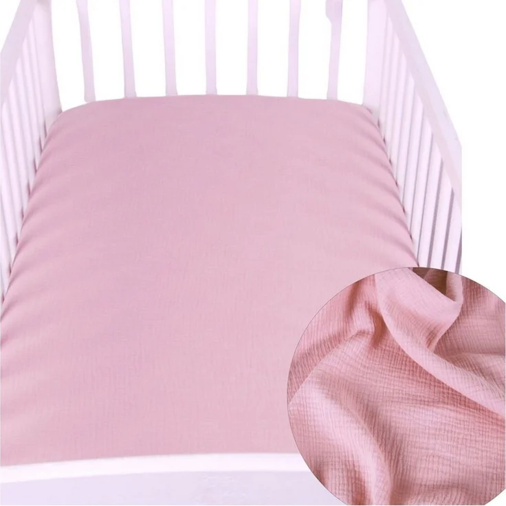 BabyLux Spannbettlaken BabyLux Spannbettlaken Musselin 60x120 70x140 Baby-& Kinderbett, Rosa 70x140 – Bild 1