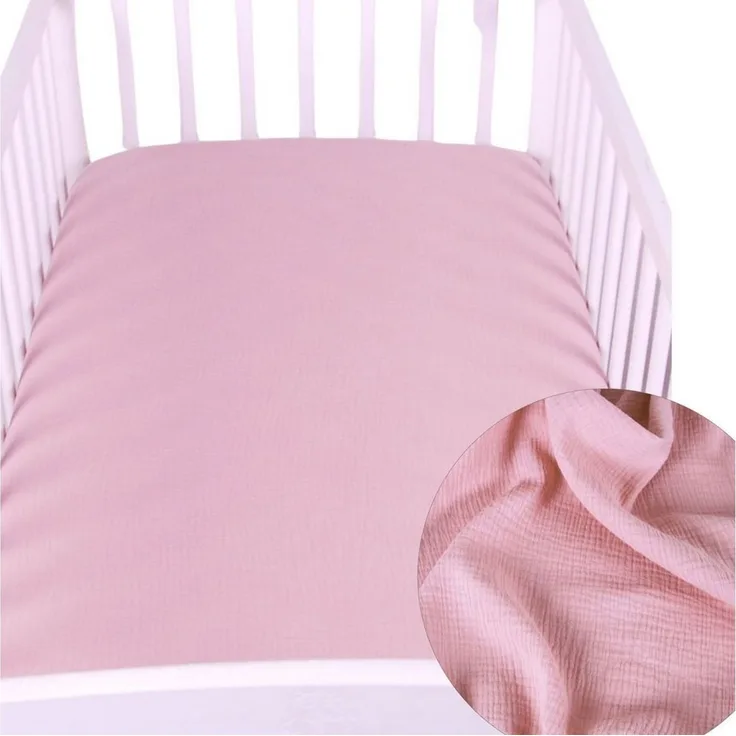 BabyLux Spannbettlaken BabyLux Spannbettlaken Musselin 60x120 70x140 Baby-& Kinderbett, Rosa 70x140