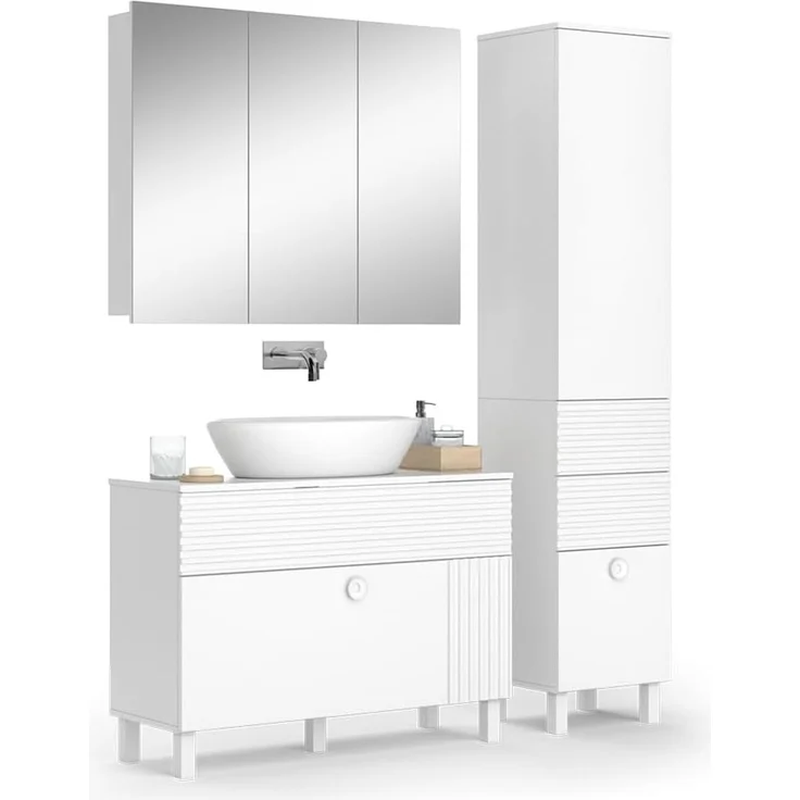 Badmöbel-Set Sola Weiß 3-teilig Vicco – Bild 7
