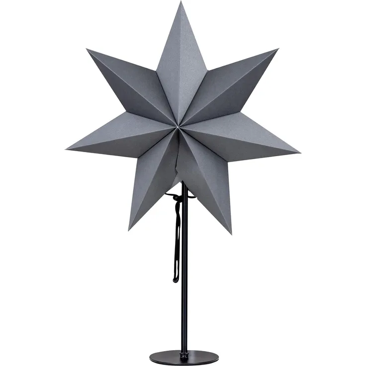 Levandeo® LED Stern, LED Stern Grau H50cm mit Standfuß Weihnachten Leuchtstern Tischdeko