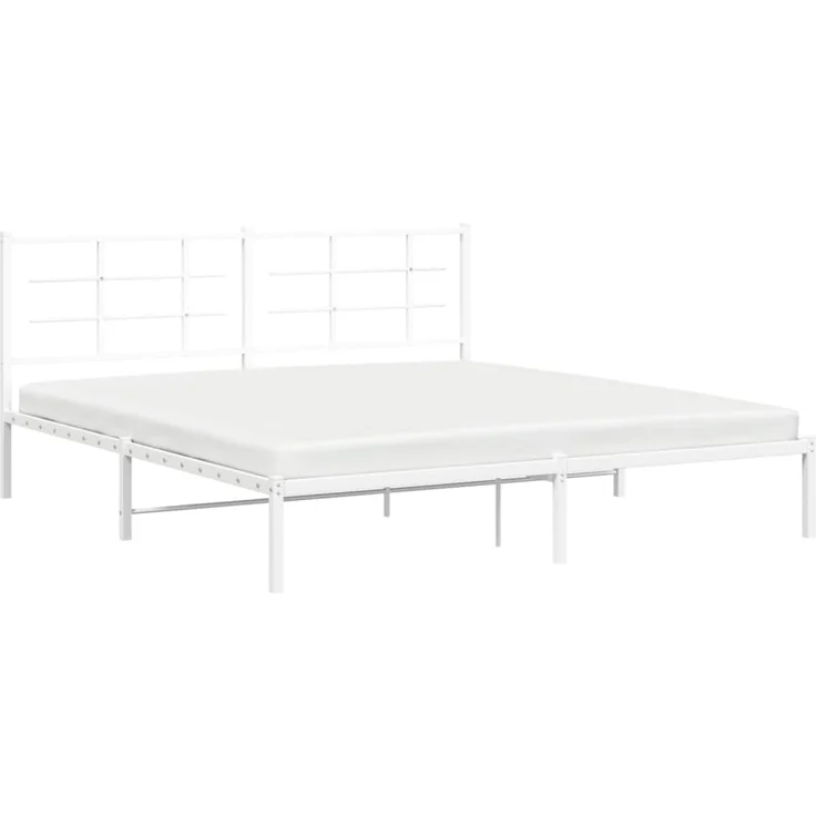 Doppelbett, Bettgestell Modernen mit Kopfteil Metall Weiß 180x200 cm d779e – Bild 4
