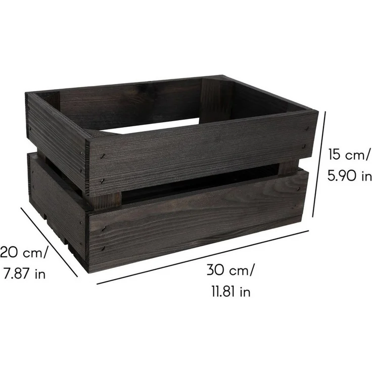 Creative Deco Holzkiste Kiste Holz Deko Holzkiste, Obstkiste Weinkisten Apfelkiste, Schwarz, 30 x 20 x 15 cm – Bild 3